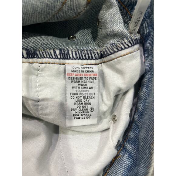 NWOT MINKPINK Studded Button Fly Denim Cut Off Shorts M - Picture 6 of 6